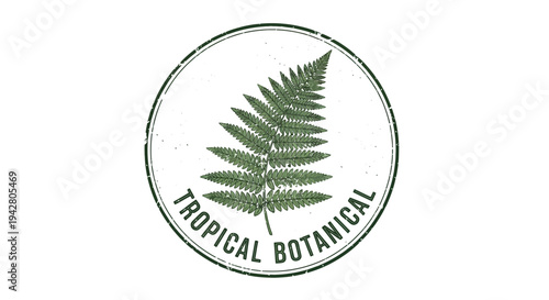 Tropical Botanical Fern Emblem