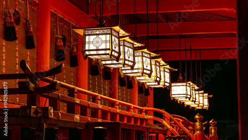 Traditional kasuga taisha shrine lanterns kyoto
