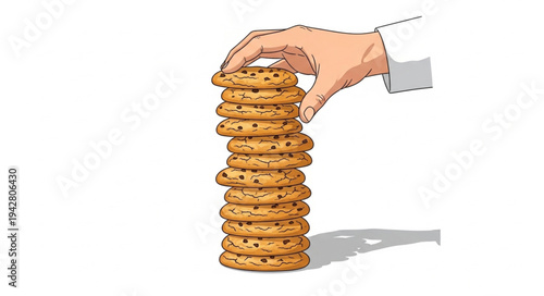 Hand holding stack of cookies.