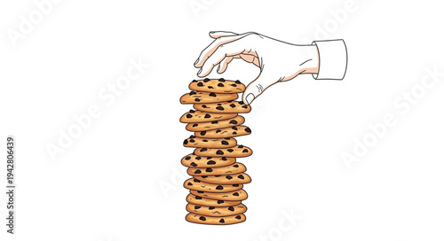 Hand Holding Stack of Pretzels.