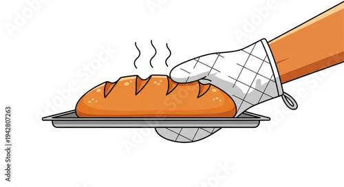 Hand holding freshly baked bread.