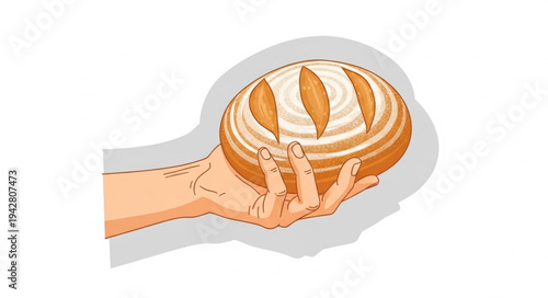 Hand Holding Freshly Baked Croissant.