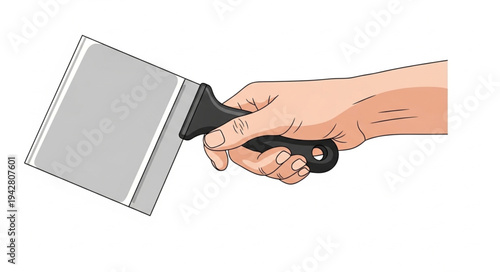 Hand Holding Kitchen Spatula Illustration.
