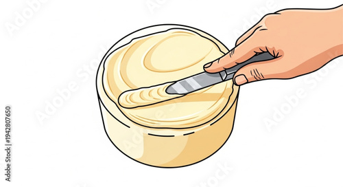 Hand Holding Knife in Butter.