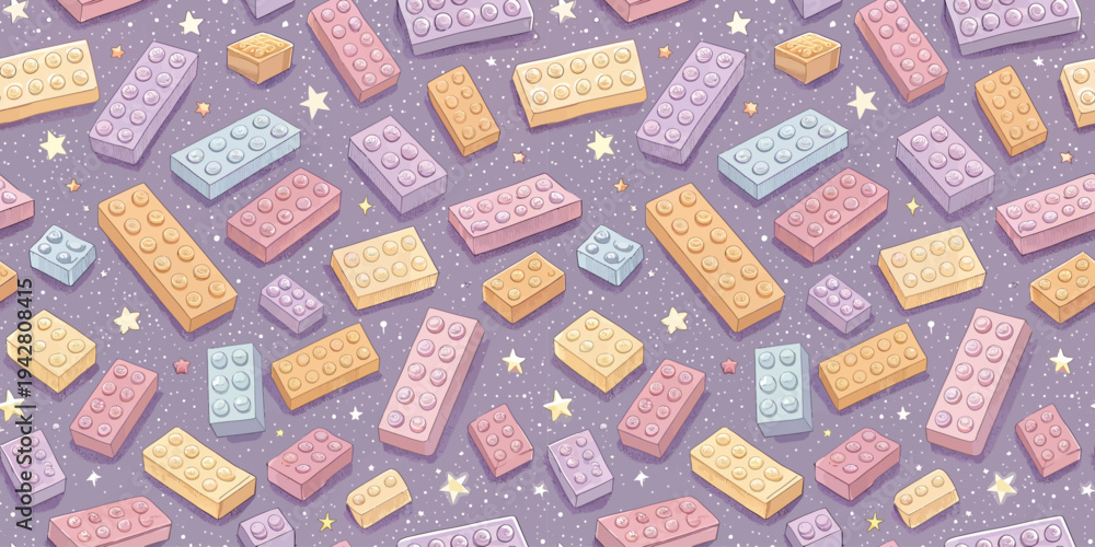 Fototapeta premium Colorful array of interlocking toy blocks forming a vibrant mosaic pattern Vector