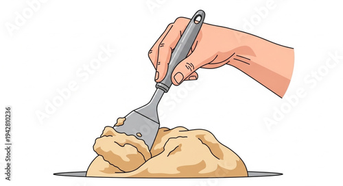 Hand Kneading Dough with Spatula.