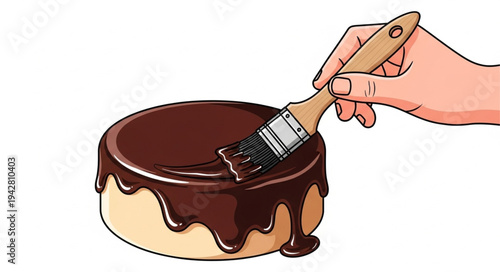 Hand Painting Chocolate on Cake.