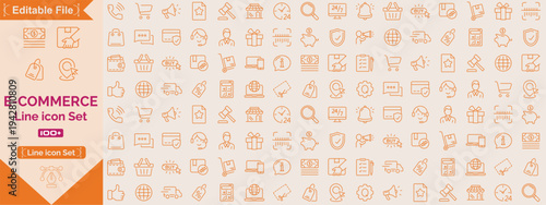 E-commerce, online shopping and delivery elements - minimal thin line web icon set. Outline icons collection. Simple vector illustration.