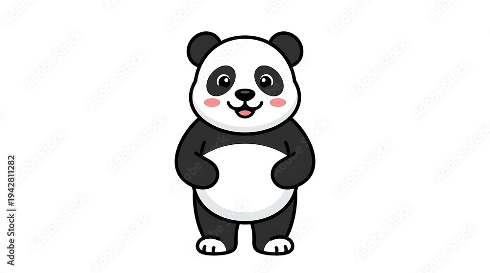 Naklejka premium Cute Cartoon Panda Bear Illustration.