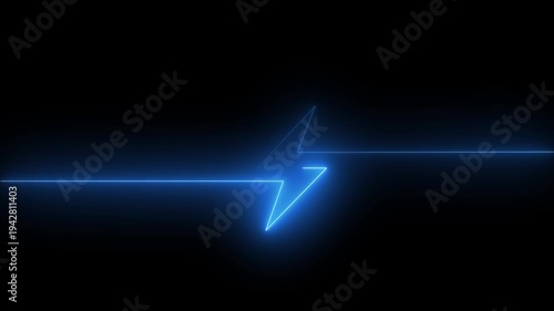Neon battery fast charging animation, Glowing animated battery icon. Charger, running from low to full cell phone battery.