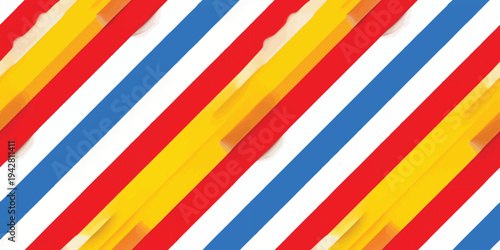 Colorful diagonal stripes pattern with red, white, blue, and yellow hues Vector