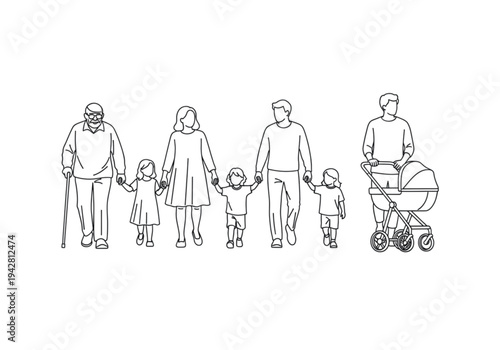 Architectural Family CAD Blocks: Vector Line Art Scale Figures