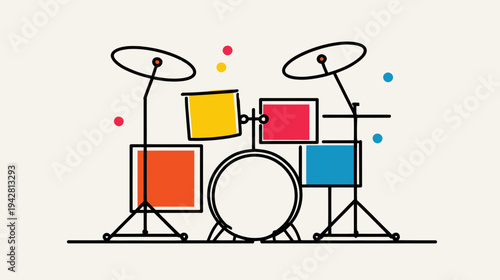 Colorful flat design drum kit icon