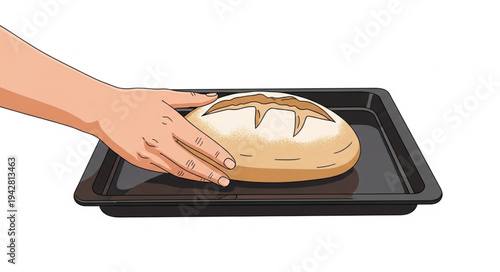 Hand Placing Pizza on Baking Tray.