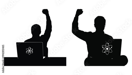 Data Scientist Silhouette Success with Laptop