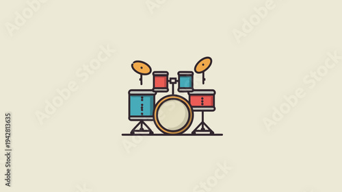Modern Flat Design Drum Kit Icon