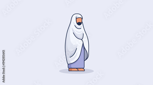 Muslim Pilgrim in White Ihram Clothing