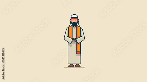 Muslim Pilgrim in Ihram Attire for Hajj Journey
