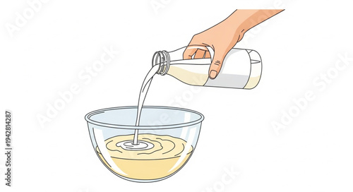 Hand Pouring Oil into Bowl.