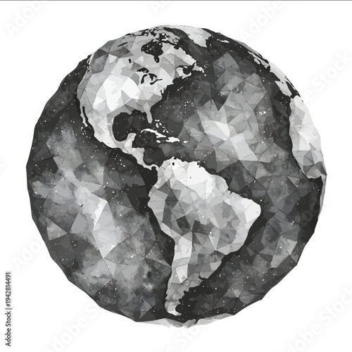 isolated clipart image of watercolor geometric mother earth vector icon monochrome simple logo for kids on a white background