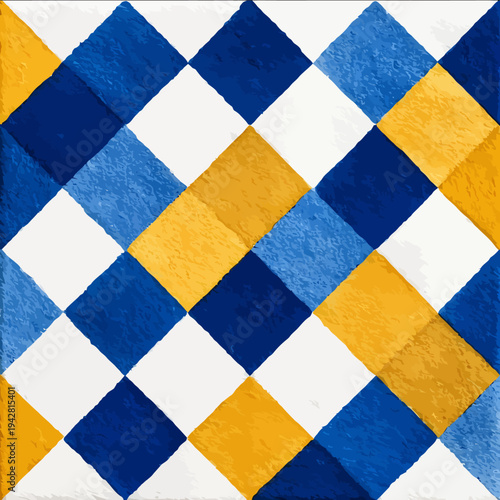 isolated clipart image of watercolor hand painted blue white yellow geometric symmetrical quadrant lemon minimalist tile vector icon monochrome s