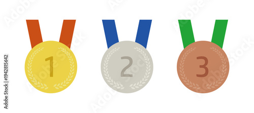 金銀銅メダル 1位2位3位ランキングセット フラットイラスト