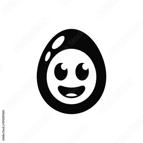 A happy cartoon billiard ball with a smiling face