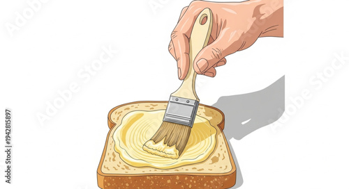Hand Spreading Butter on Toast.