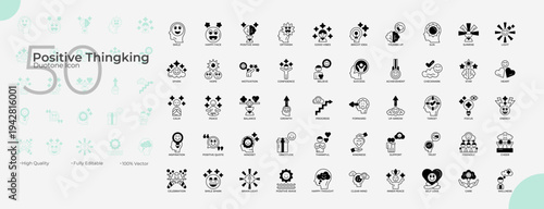 Positive Thingking Duotone Editable Icons set