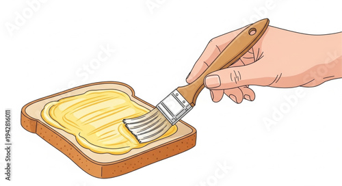 Hand Spreading Butter on Toast.