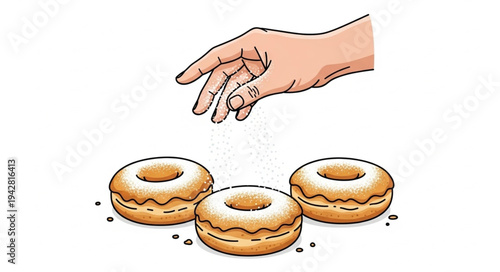 Hand Reaching for Donut Treats.