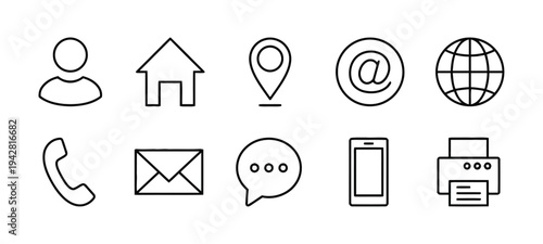 Set of communication and contact icons for business and personal use