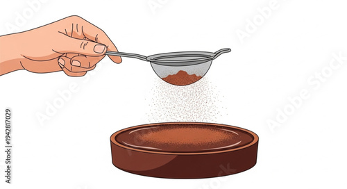 Hand Sifting Powder into Round Container.