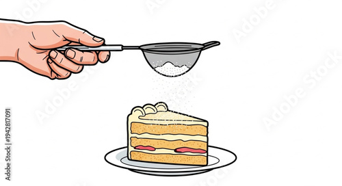 Hand Sifting Powder on Cake.