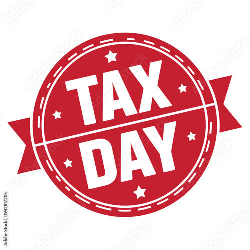 A red Tax Day logo with white text and stars