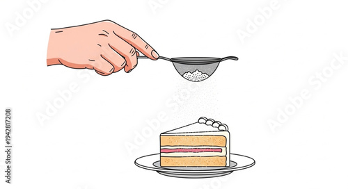 Hand Sifting Powder onto Cake.
