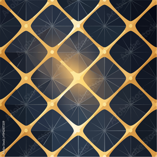 Luxury Golden Geometric Pattern on Dark Background Abstract Vector Design