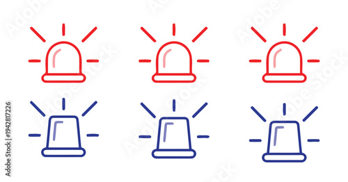 Set of red and blue alarm alert lights symbolizing urgency and warning