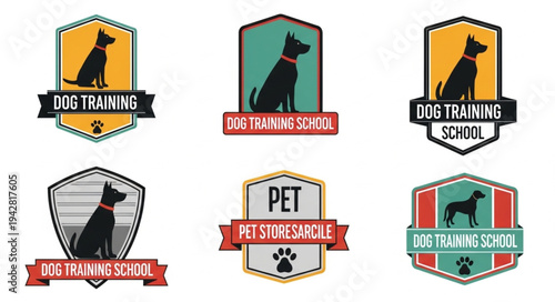 Collection of Dog Training School Logos and Badges.