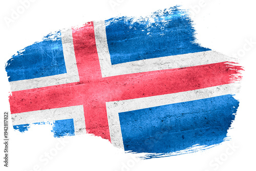 Bild auf Leinwand Iceland flag on grunge brushstroke with transparent background