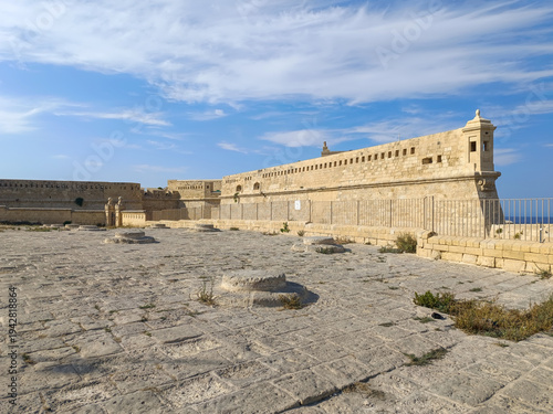 Bastion, wall and gate in perspective of Fort St Elmo, Valletta MALTA