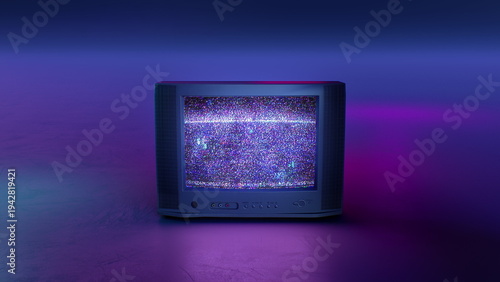 Obraz na plátně Retro Style Old TV Set with TV static on screen