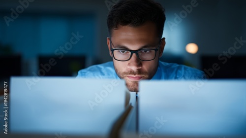 Wallpaper Mural Ethical Leadership Under Pressure concept. Ethical Dilemma of a CEO: Balancing Profit and Integrity in Dimly Lit Office Setting Torontodigital.ca