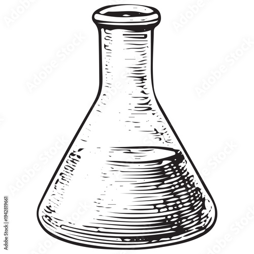 Laboratory Flask Illustration Vintage Chemistry Lab Glassware Engraved Science Icon