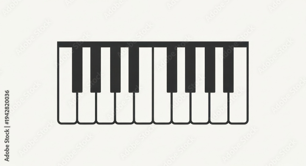 Fototapeta premium Minimalist piano keyboard illustration on white background isolated for design
