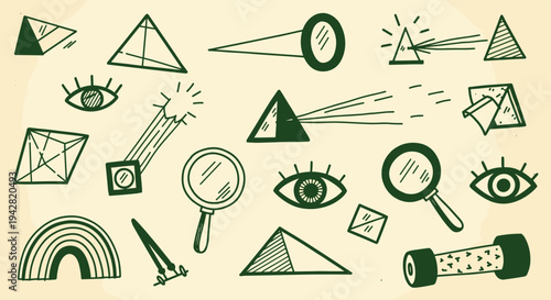 Optical Science and Light Experiment Icons