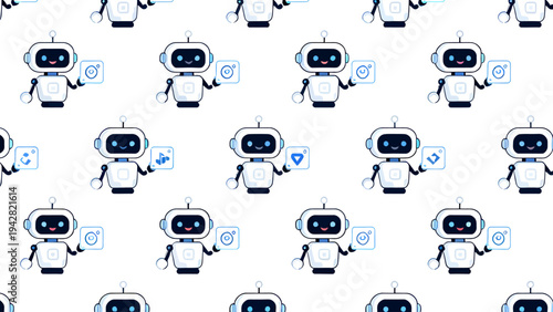 Vector Icon Set AI Robot Assistant Technology Pack — Chatbot, Neural Network, Smart Automation, Digital Intelligence, Futuristic Flat Design, Machine Learning, Cybernetic Helper Collection