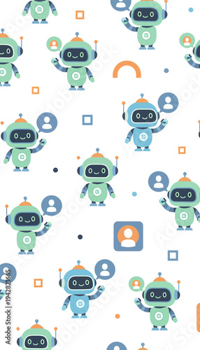 "Futuristic AI Robot Assistant Vector Icon Set — Smart Technology Automation Symbols, Digital Android Character Collection for Business Innovation Interface Design