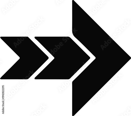 Triple Chevron Arrow Icon on White Background vector