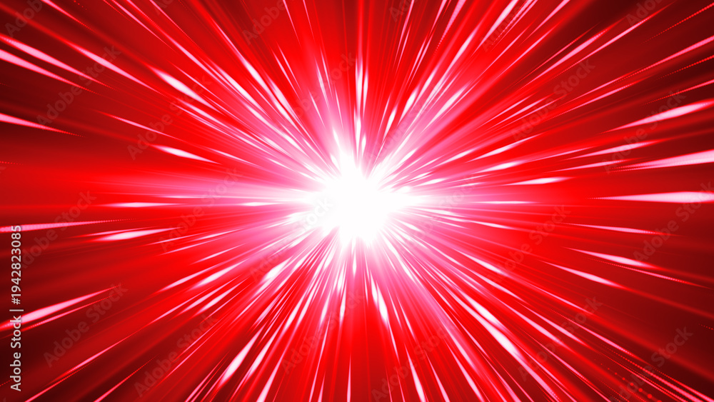 Fototapeta premium 赤色の輝く光の集中線のエフェクト背景